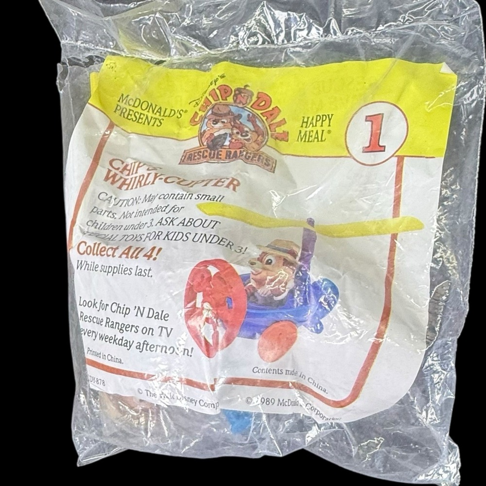 1989 Chip N Dale Rescue Rangers Chip Toy McDonalds Happy Meal Disney New Sealed
